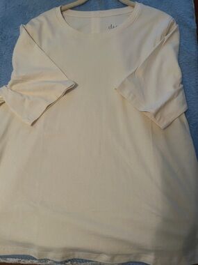 Denim & Co. Cream Short Sleeve Tee